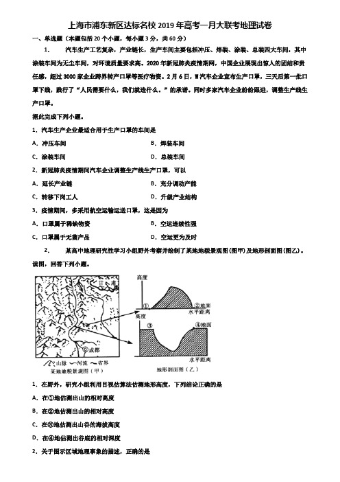 上海市浦东新区达标名校2019年高考一月大联考地理试卷含解析