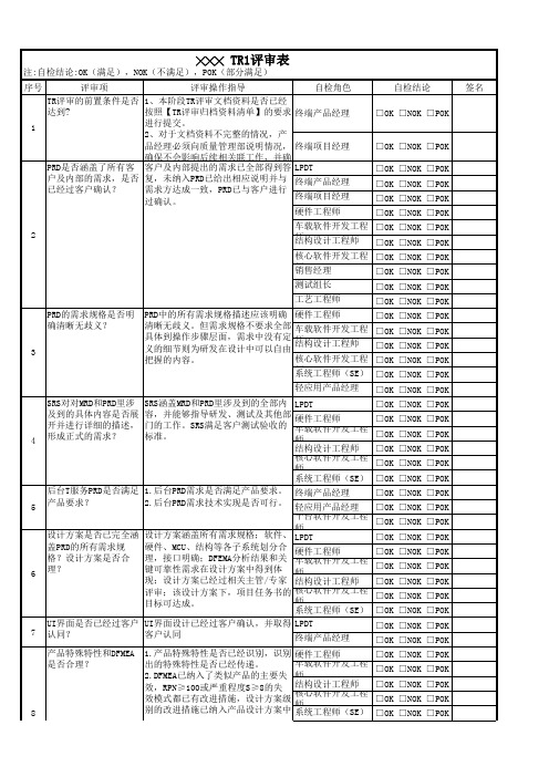 TR1评审表-模板