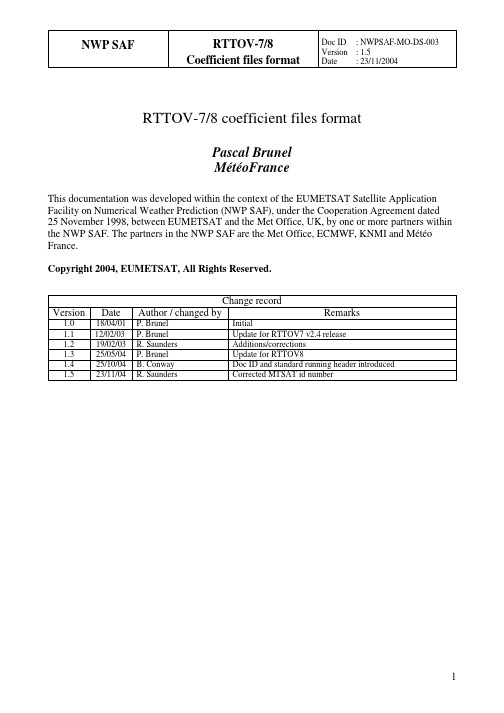 RTTOV-78coefficientfilesformat