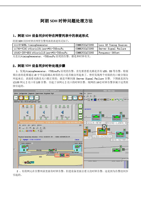 阿朗SDH时钟问题处理方法