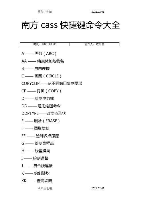 南方cass快捷键命令大全-南方csaa快捷命令之欧阳生创编