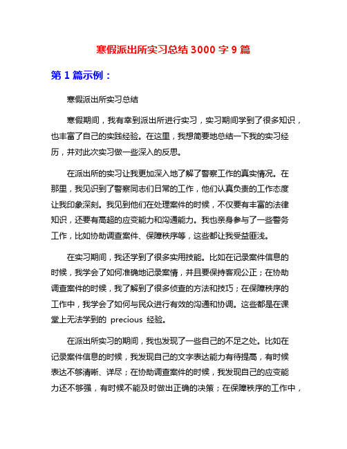 寒假派出所实习总结3000字9篇