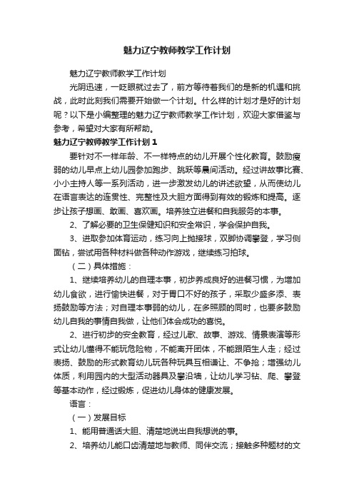 魅力辽宁教师教学工作计划