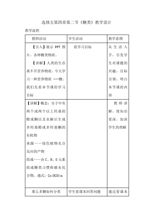 高中化学_糖类教学设计学情分析教材分析课后反思