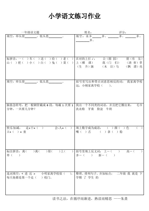 小学一年级语文分类过关II (1)