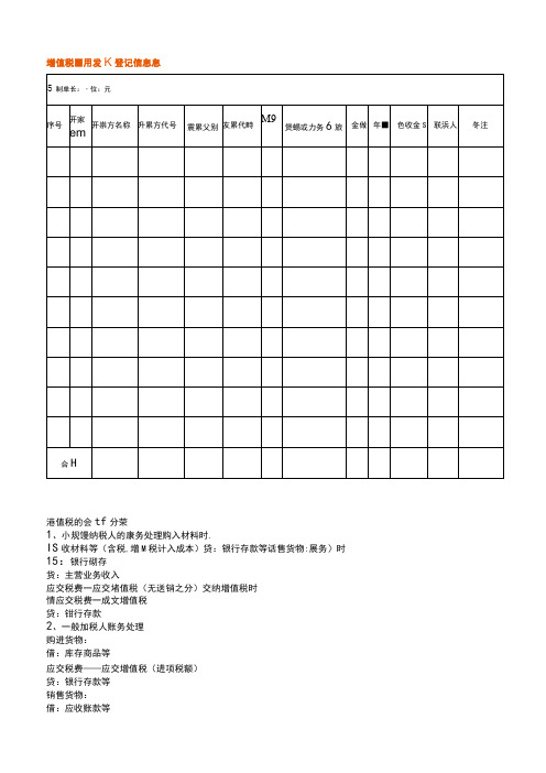 增值税专用发票登记信息表