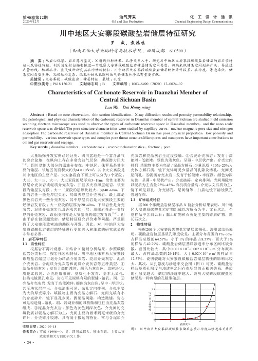 川中地区大安寨段碳酸盐岩储层特征研究