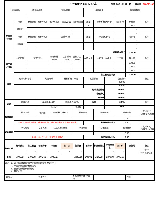 产品报价表模板(标准版)