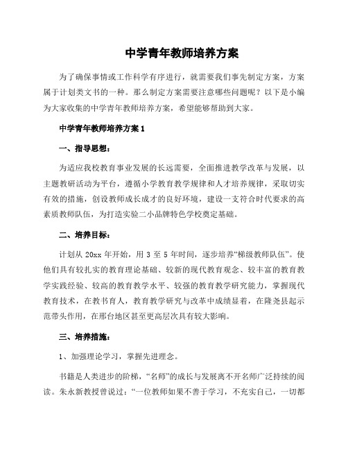 中学青年教师培养方案