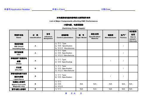 对电磁兼容性能有影响的主要零部件清单计算机