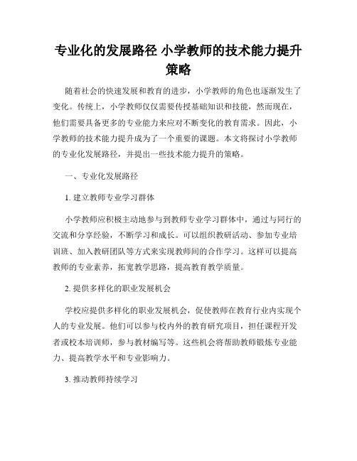 专业化的发展路径 小学教师的技术能力提升策略