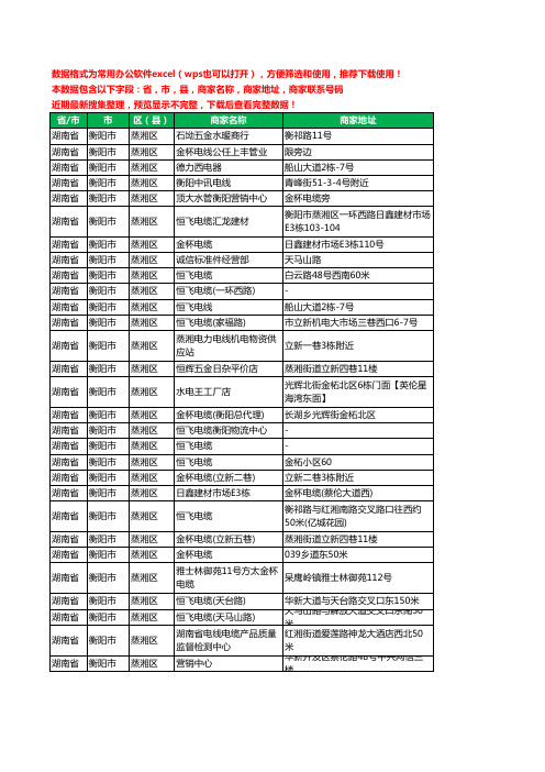 2020新版湖南省衡阳市蒸湘区电线电缆工商企业公司商家名录名单联系电话号码地址大全29家