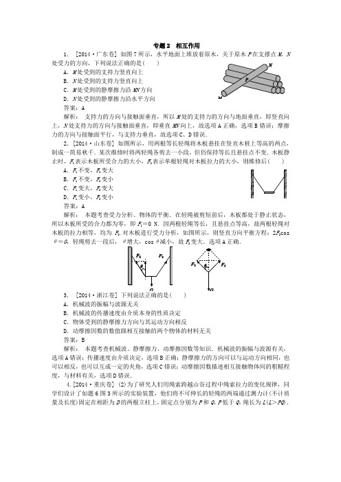 2014高考真题汇编-专题2  相互作用