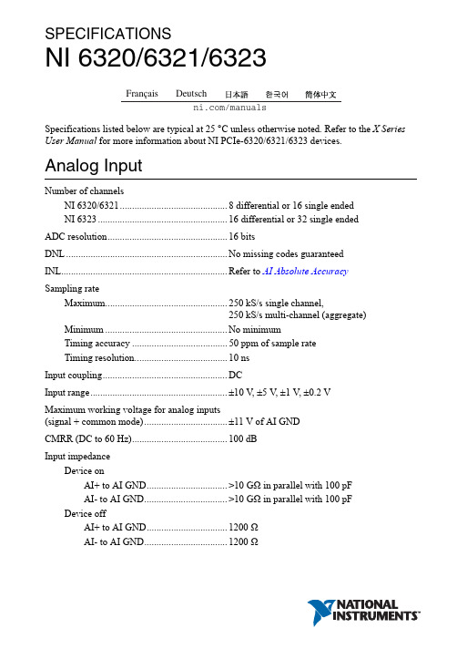 NI 6320 SPECIFICATIONS