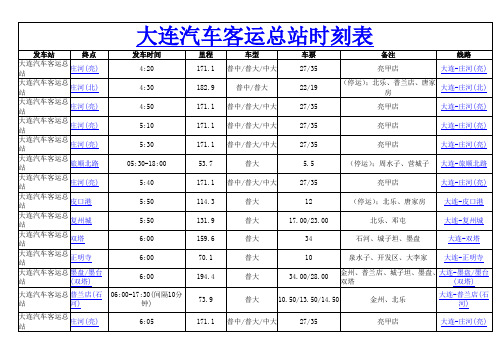 大连汽车客运总站时刻表