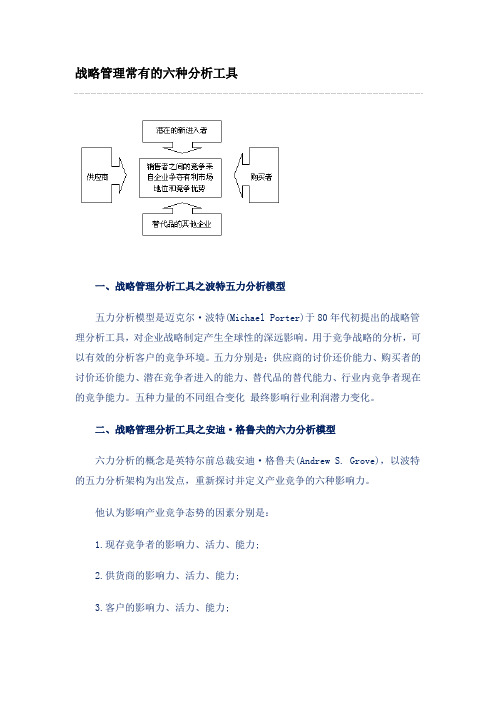 战略管理常有的六种分析工具