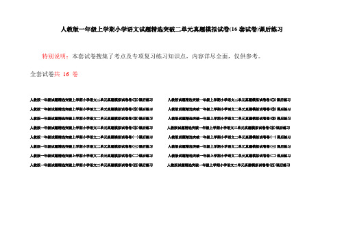 人教版一年级上学期小学语文试题精选突破二单元真题模拟试卷(16套试卷)课后练习