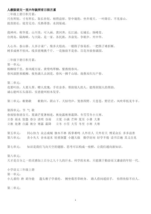 人教版语文一至六年级所有日积月累