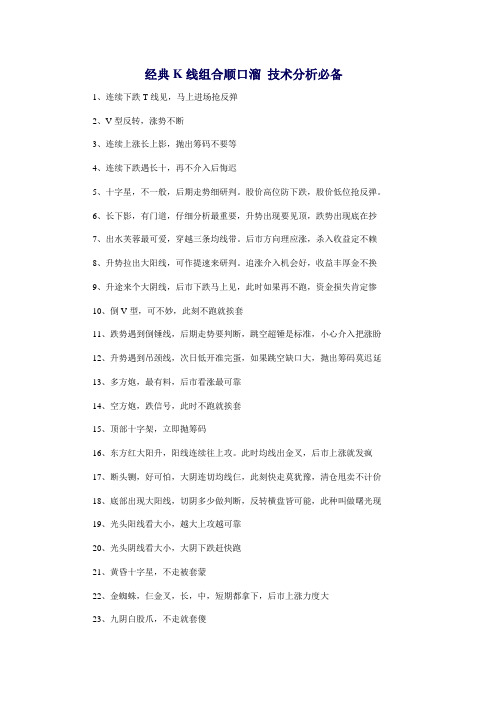 经典K线组合顺口溜 技术分析必备