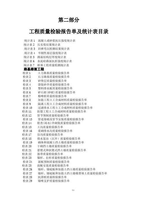 公路工程施工表格(第二册)(检验报告单)