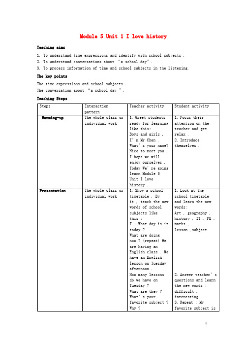 电白县十中七年级英语上册Module5MyschooldayUnit1Ilovehistory教学设