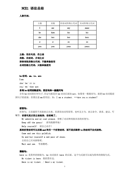 NCE1 语法总结.