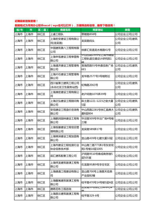 2020新版上海市上海市徐汇区建筑工程工商企业公司商家名录名单黄页联系方式电话大全835家