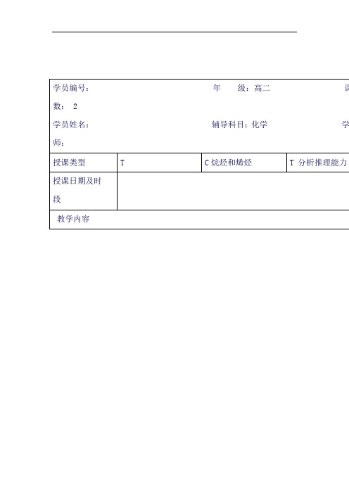 高二化学烷烃和烯烃知识点总结复习及习题操练良心出品必属