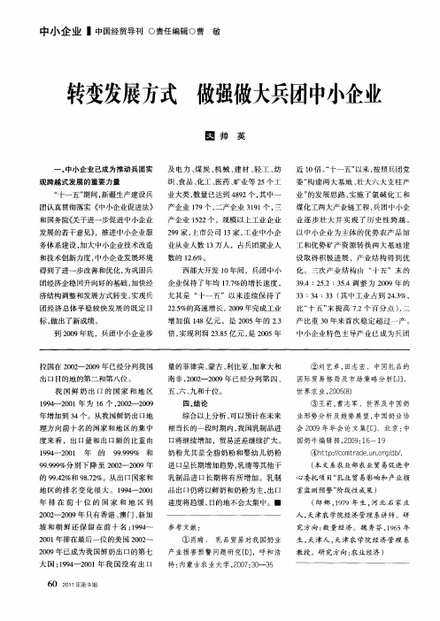 转变发展方式 做强做大兵团中小企业