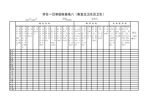 学生一日常规检查表(教室卫生)