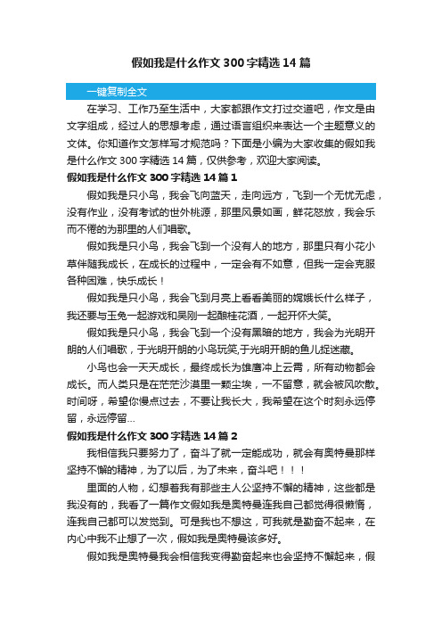 假如我是什么作文300字精选14篇