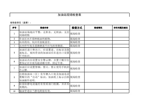 加油站现场安全检查表