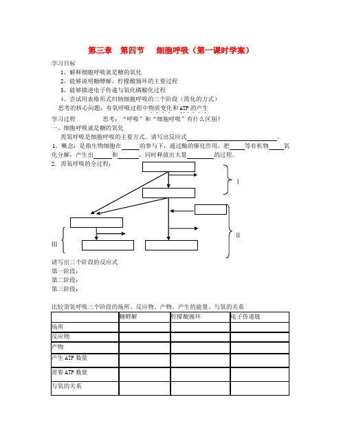 高中生物细胞呼吸第一课时学案新人教版必修Word版