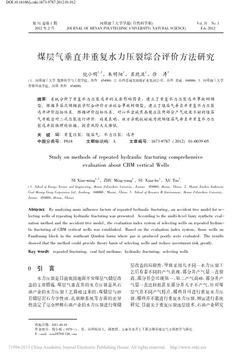 煤层气垂直井重复水力压裂综合评价方法研究_倪小明