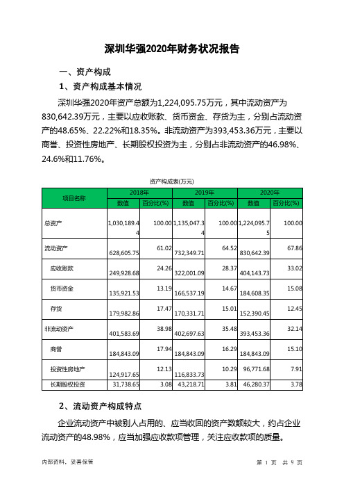 深圳华强2020年财务状况报告