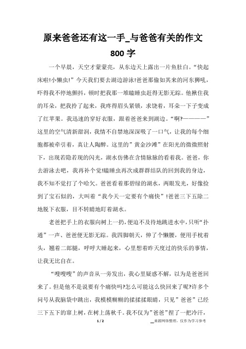 原来爸爸还有这一手_与爸爸有关的作文800字