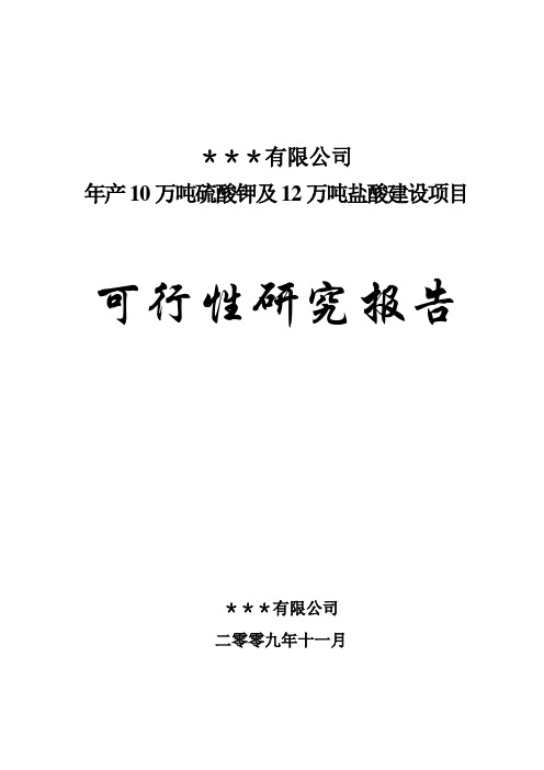 某有限公司年产10万吨硫酸钾及12万吨盐酸建设项目可行性研究报告