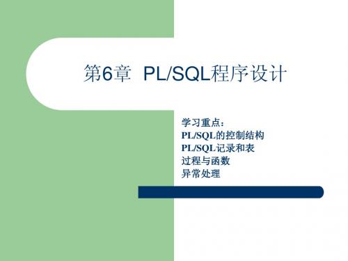 《Oracle 10g入门与提高》第6章:PL、SQL程序设计
