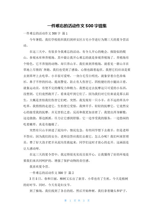 一件难忘的活动作文500字锦集