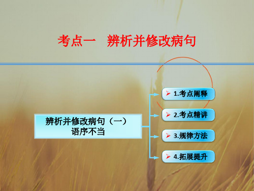 江西省横峰中学2018年高考语文第一轮复习语言文字运用：辨析并修改病句一课件