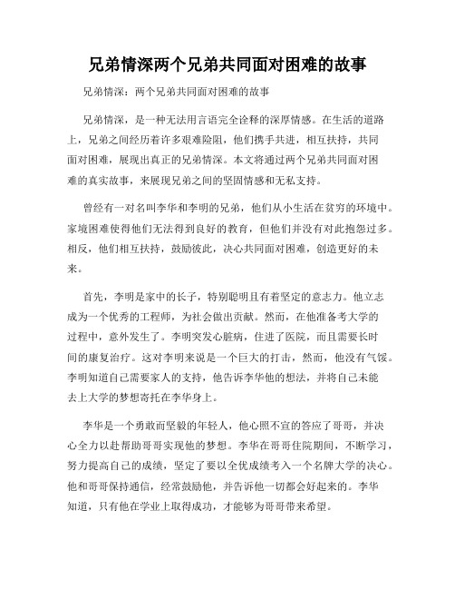 兄弟情深两个兄弟共同面对困难的故事