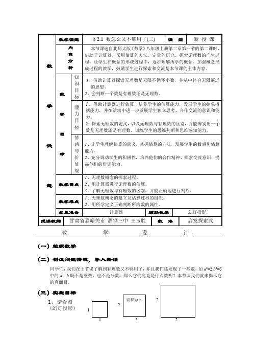 北师大版八年级上册数怎么又不够了教案