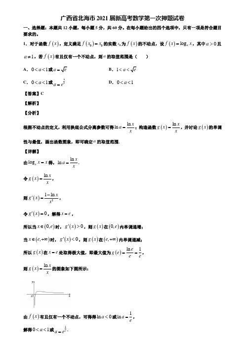 广西省北海市2021届新高考数学第一次押题试卷含解析