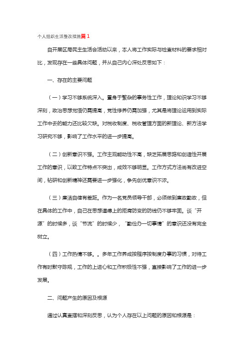 个人组织生活整改措施