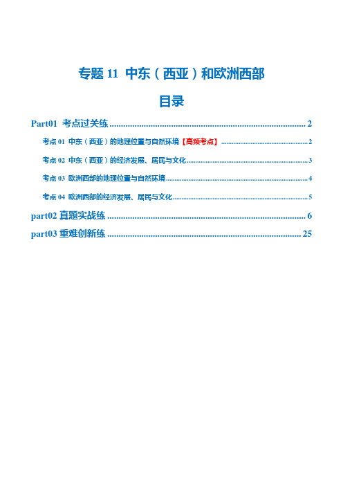 专题11中东(西亚)和欧洲西部(梯级进阶练)(解析版)-2025年中考地理一轮复习讲练测(全国通用)