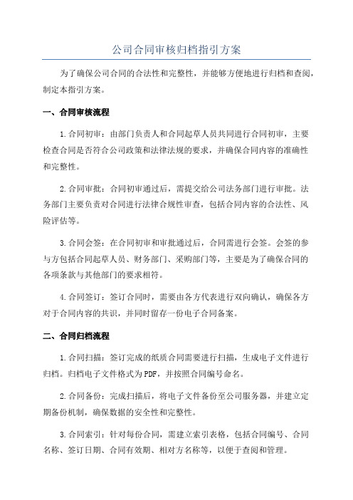 公司合同审核归档指引方案