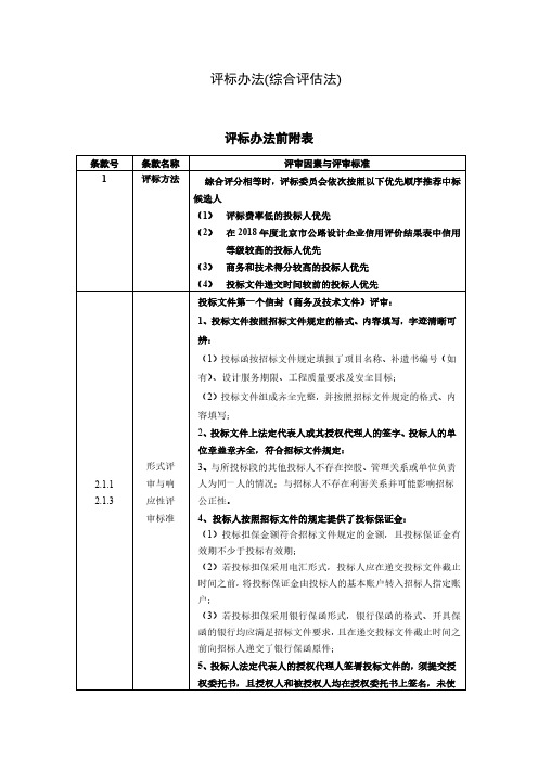 评标办法综合评估法