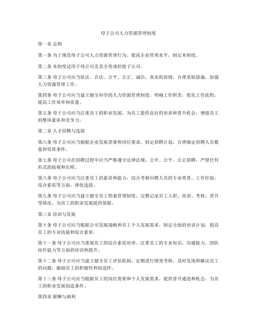 母子公司人力资源管理制度