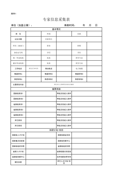 专家信息采集表