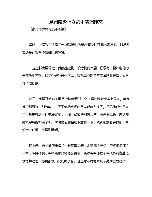 泉州南少林寺武术表演作文